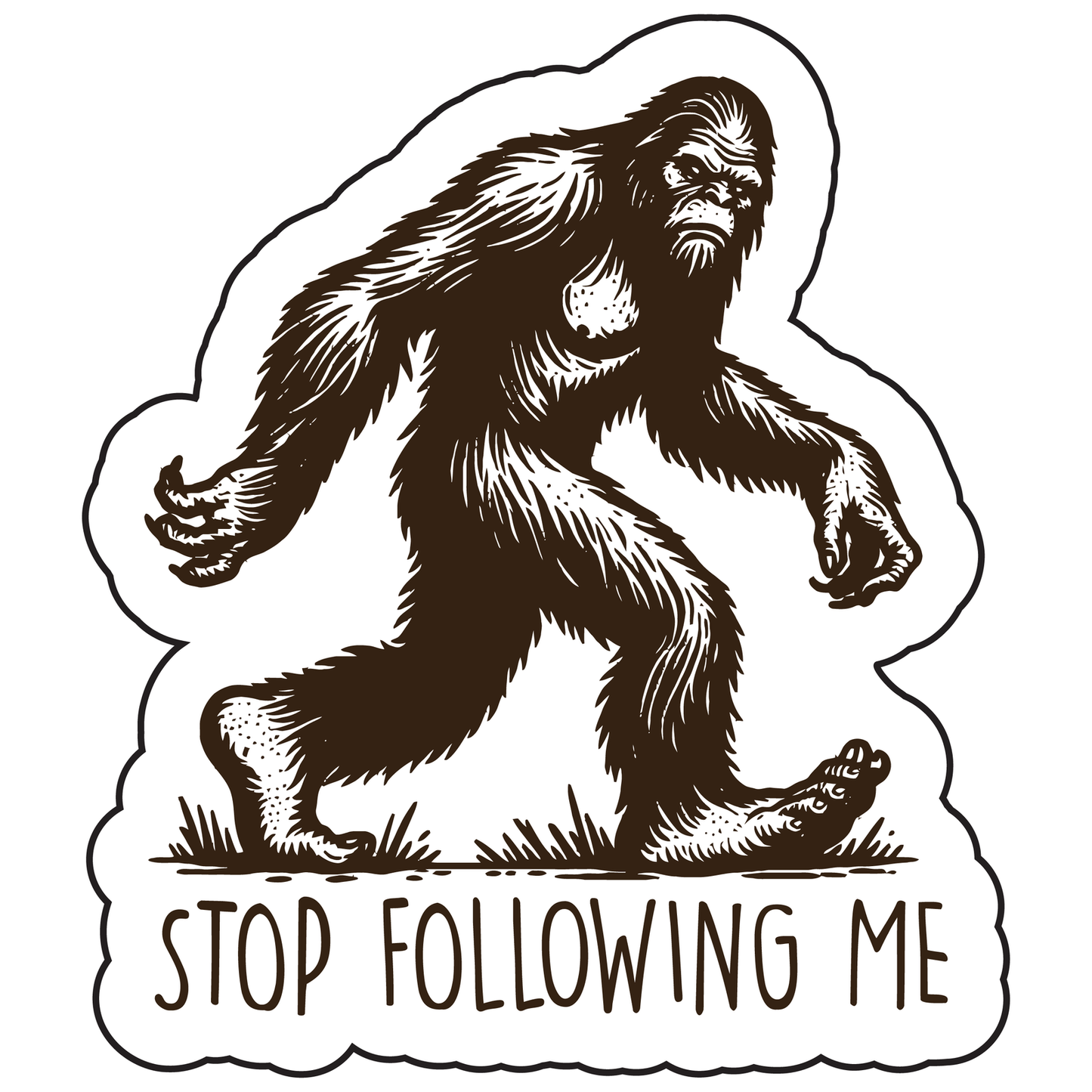 Stop Following Me Bigfoot Sticker - Mini image