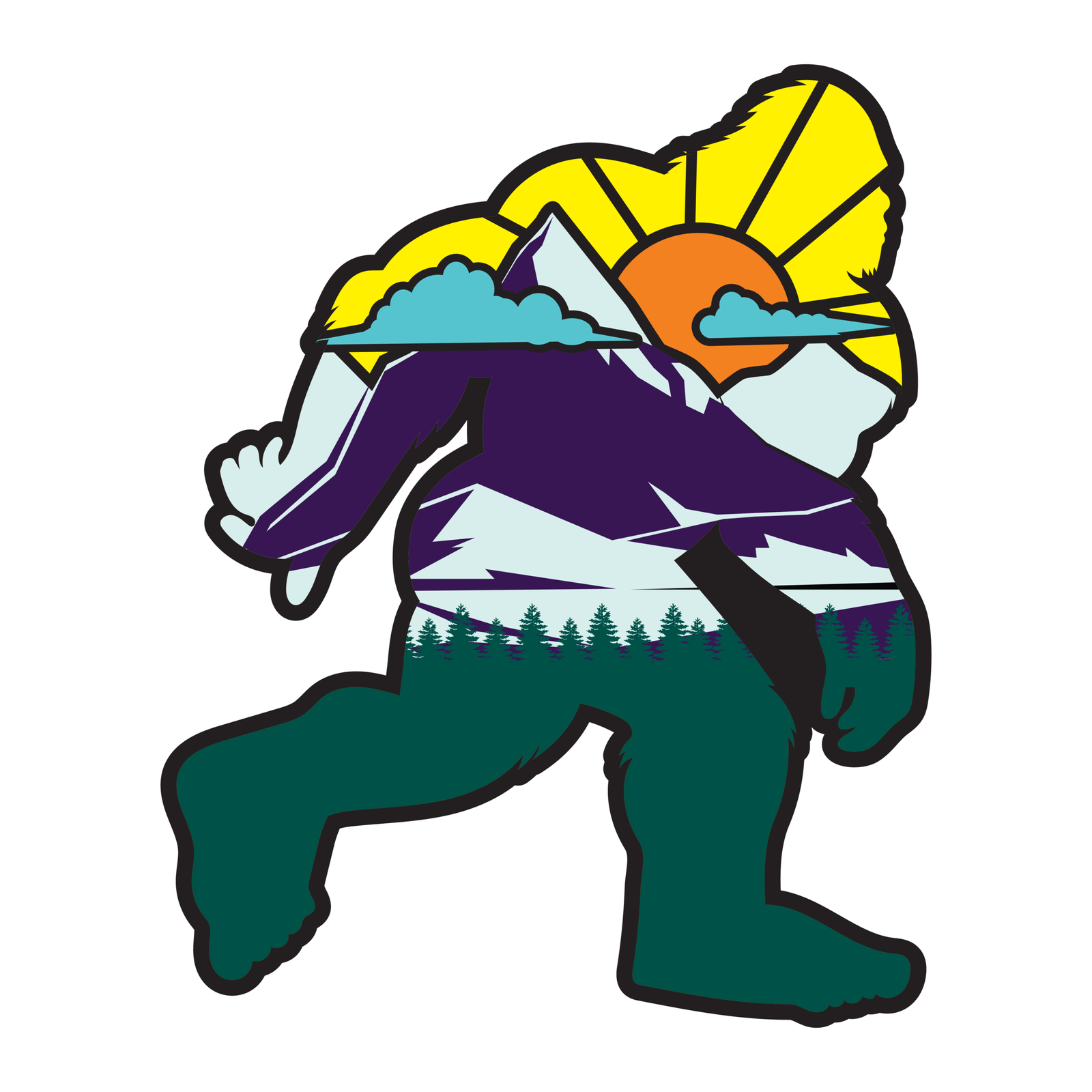 Bigfoot Colorful Outline Magnet image 0