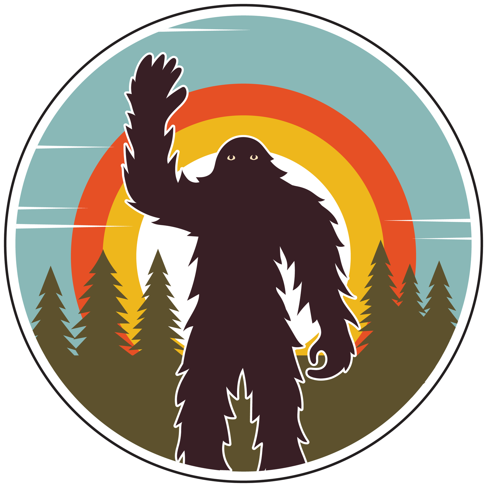 Waving Bigfoot Sticker - Mini image