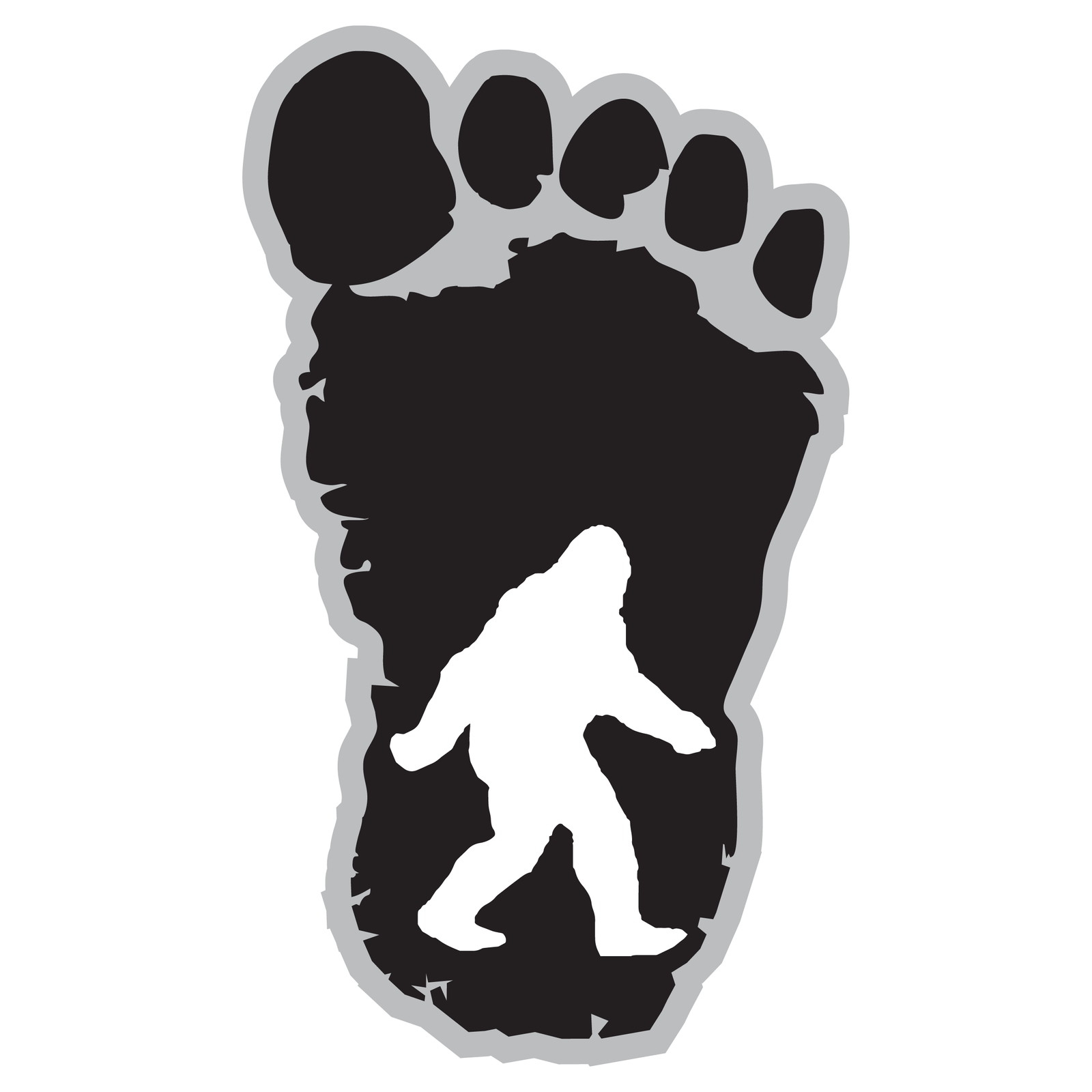 Bigfoot In Footprint Sticker - Mini image
