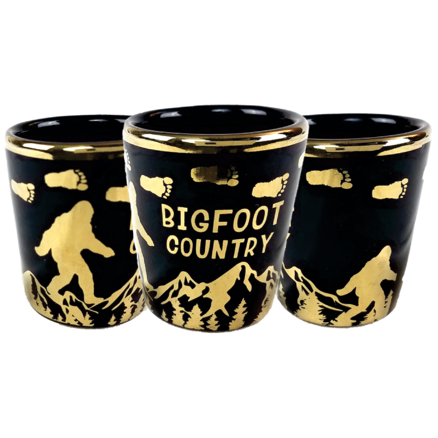 Gold Leaf Ceramic Bigfoot Country Shot Glass image 0