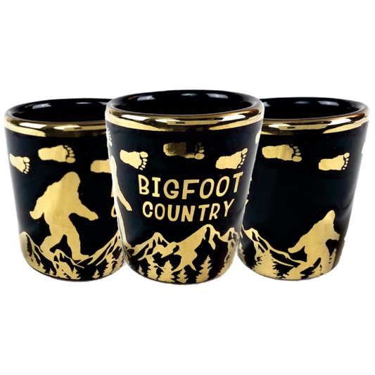 Gold Leaf Ceramic Bigfoot Country Shot Glass image 0
