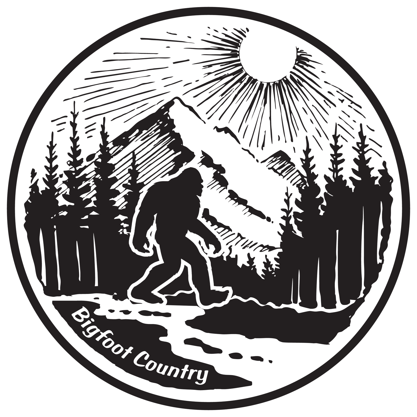 Bigfoot Country Circle Sticker image 0