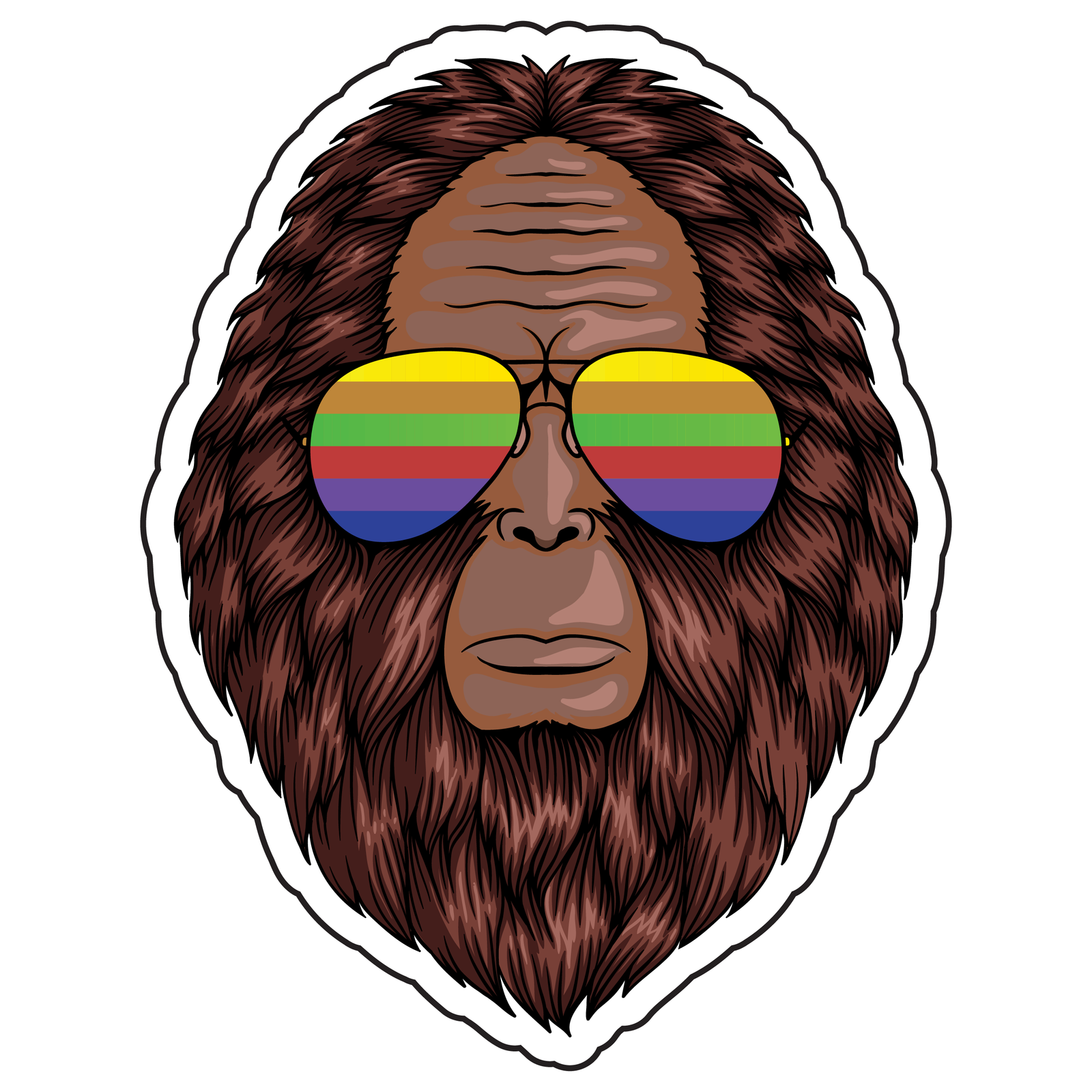 Rainbow Sunglasses Bigfoot Sticker image 0