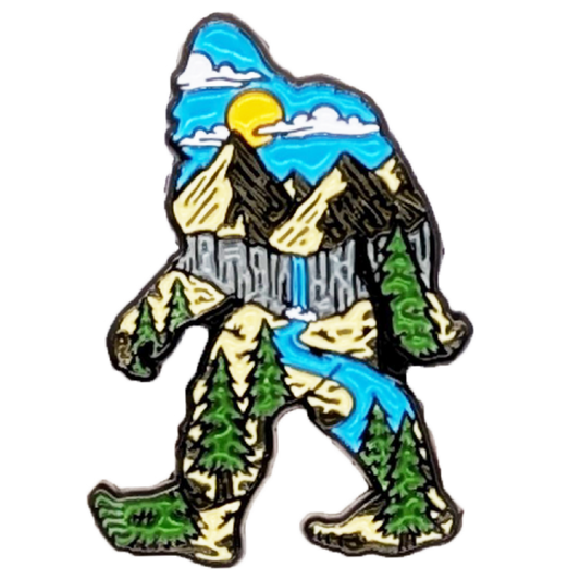 Bigfoot Mountain Scene - Metal Enamel Lapel Pin image 0