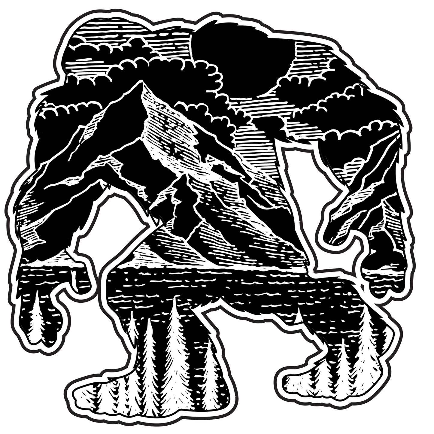 Hefty Mountain Bigfoot Sticker - Mini Size image