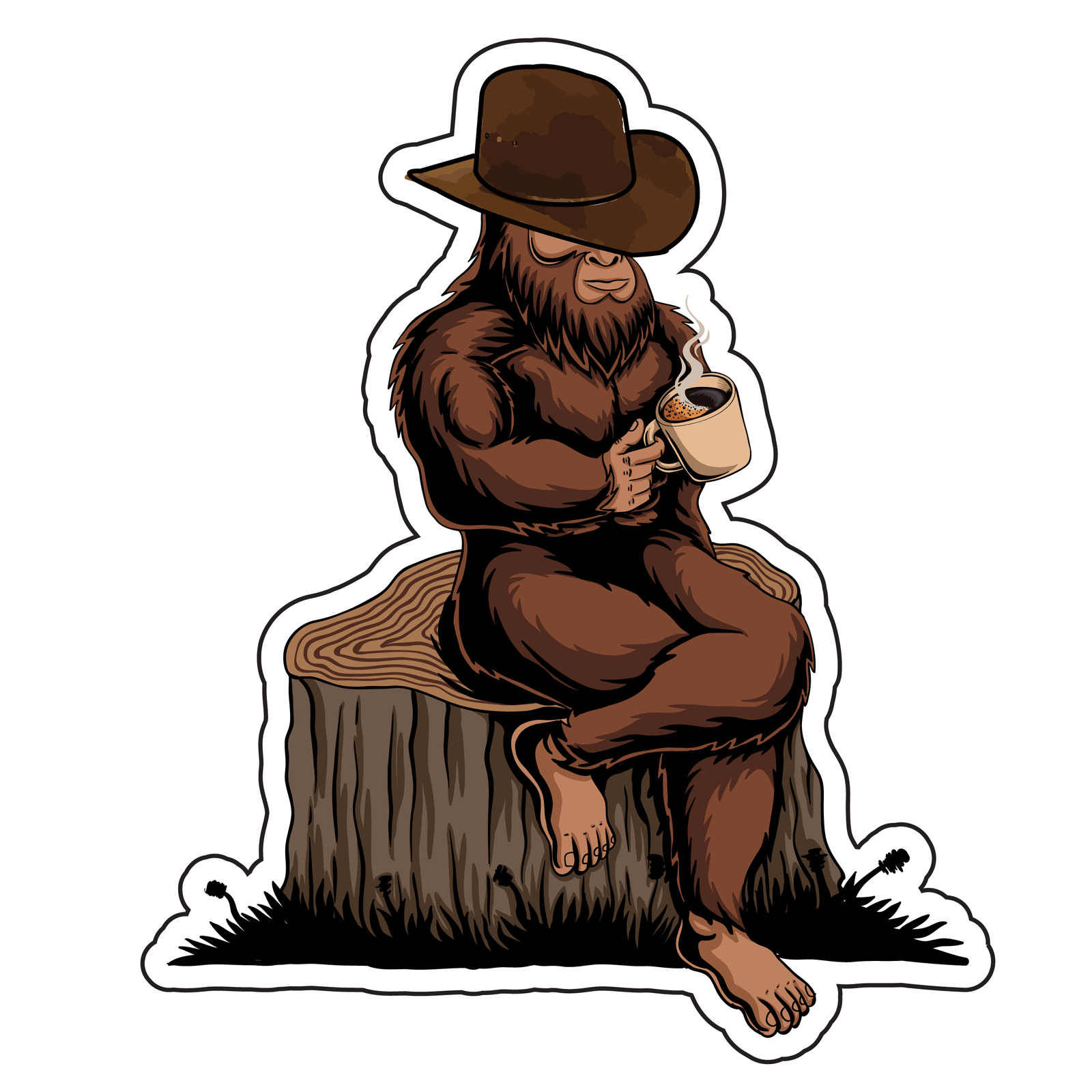 Cowboy Coffee Bigfoot Sticker image 0