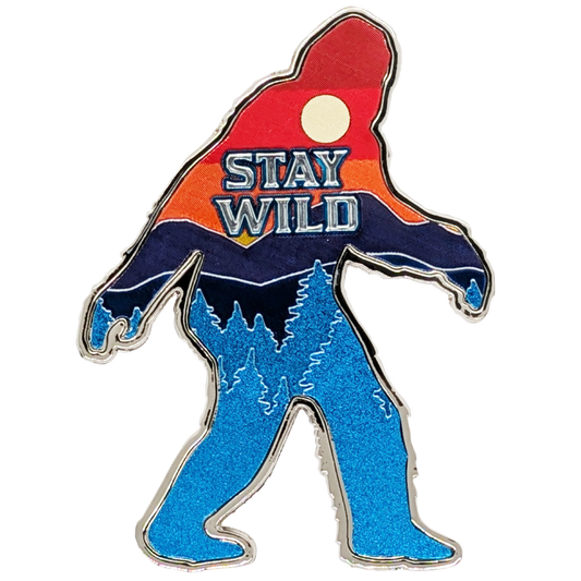 Bigfoot Stay Wild Sunset Metal Magnet image 0