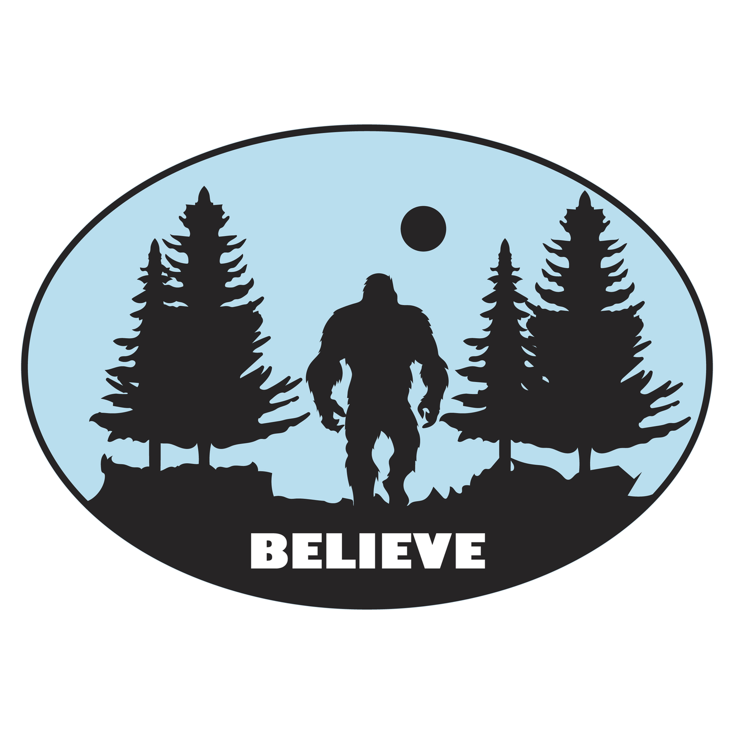 Believe Oval Bigfoot Sticker image 0
